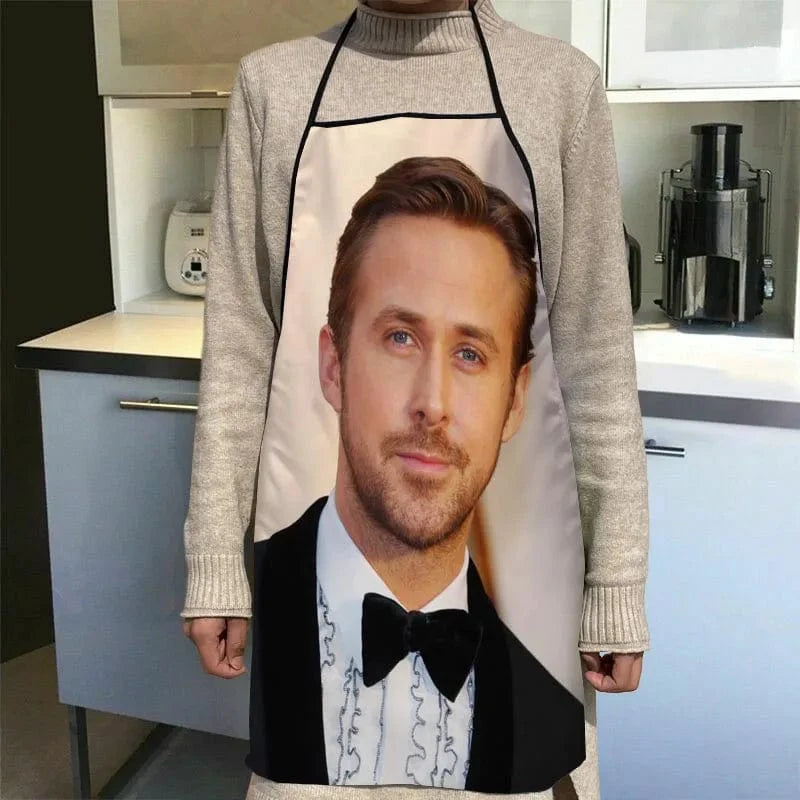Ryan Gosling køkkenforklæde med tryk - tilbehør til kokke og tjenere - 50x75cm, Oxford-klud - SQPILLW 12 / 68x95cm