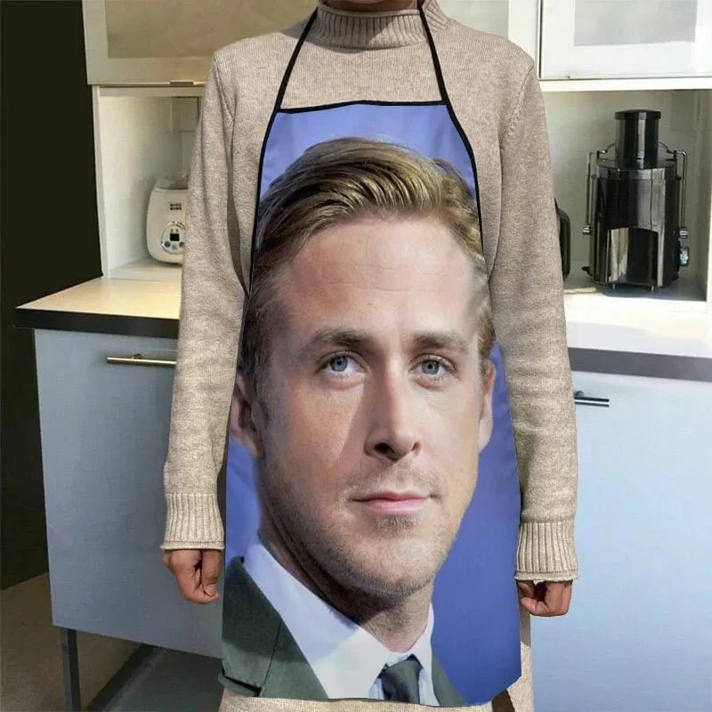 Ryan Gosling køkkenforklæde med tryk - tilbehør til kokke og tjenere - 50x75cm, Oxford-klud - SQPILLW 14 / 68x95cm