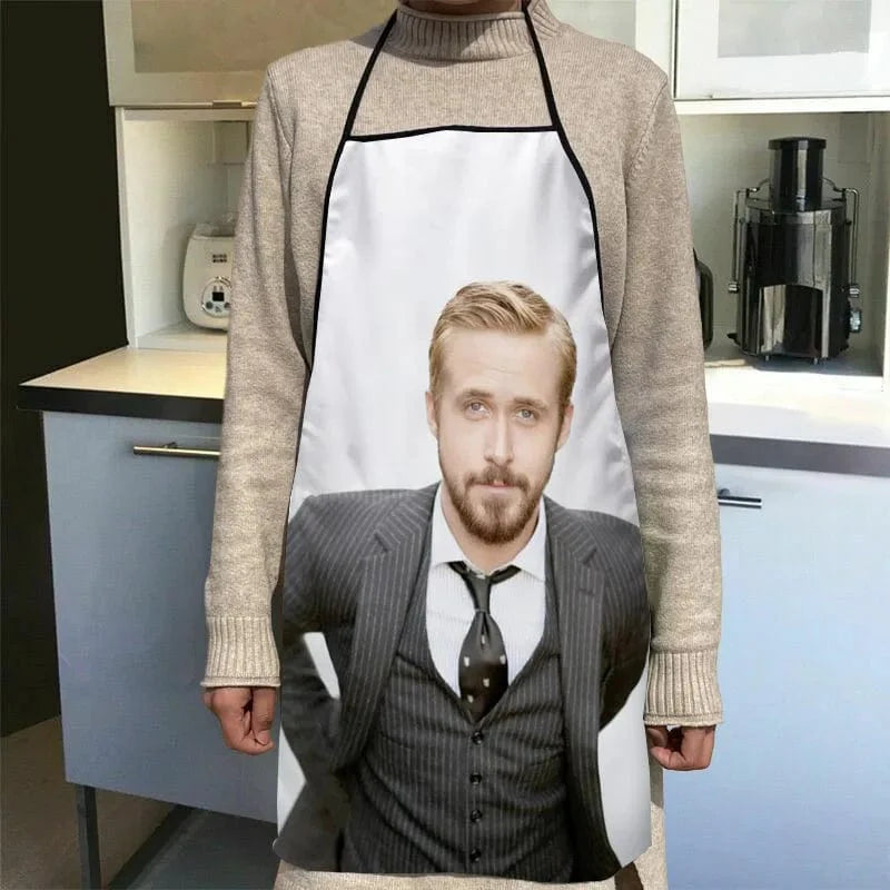 Ryan Gosling køkkenforklæde med tryk - tilbehør til kokke og tjenere - 50x75cm, Oxford-klud - SQPILLW 20 / 68x95cm