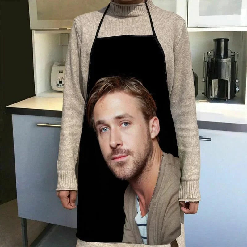 Ryan Gosling køkkenforklæde med tryk - tilbehør til kokke og tjenere - 50x75cm, Oxford-klud - SQPILLW 6 / 68x95cm