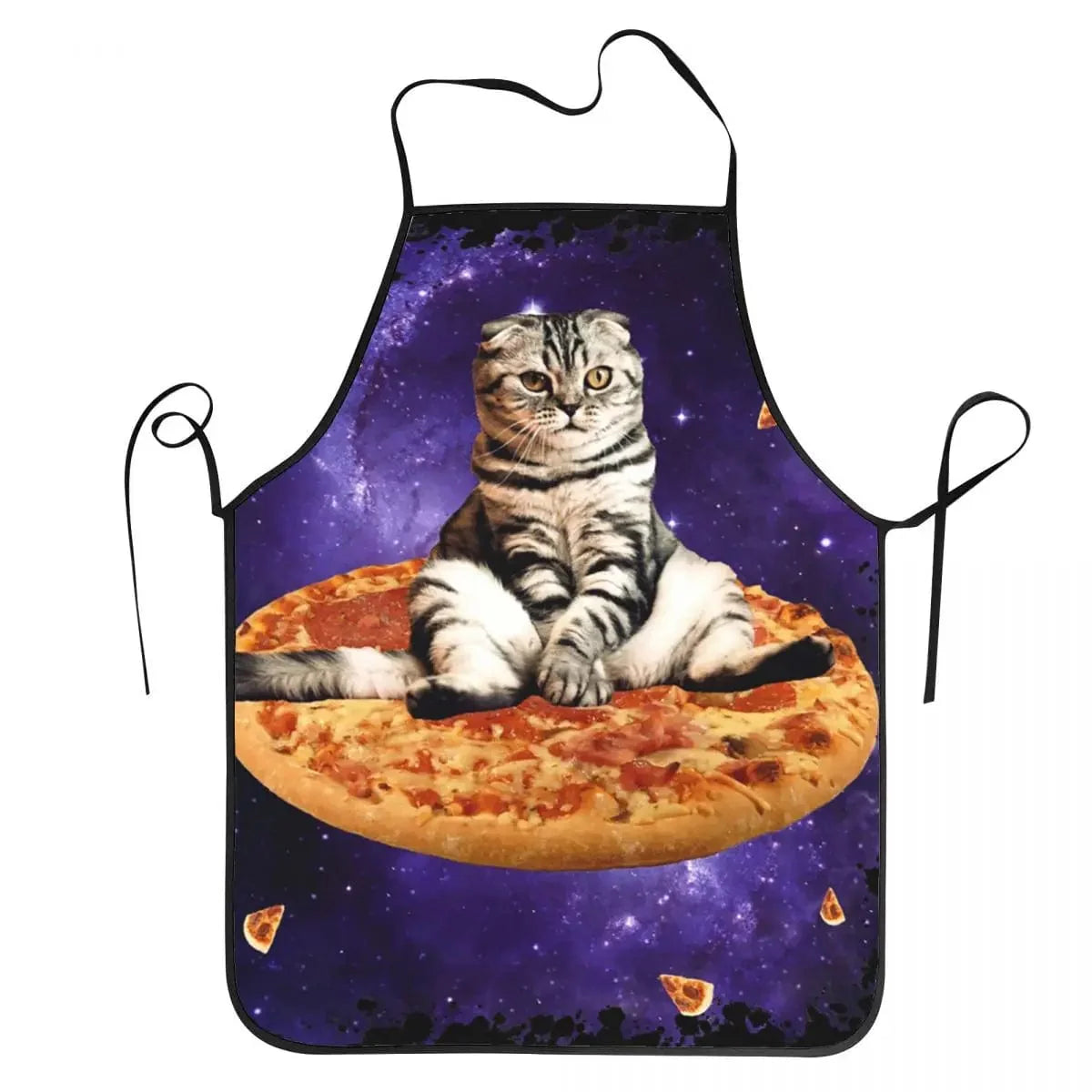 Space cat pizza køkkenforklæde - Sjovt til mænd og kvinder