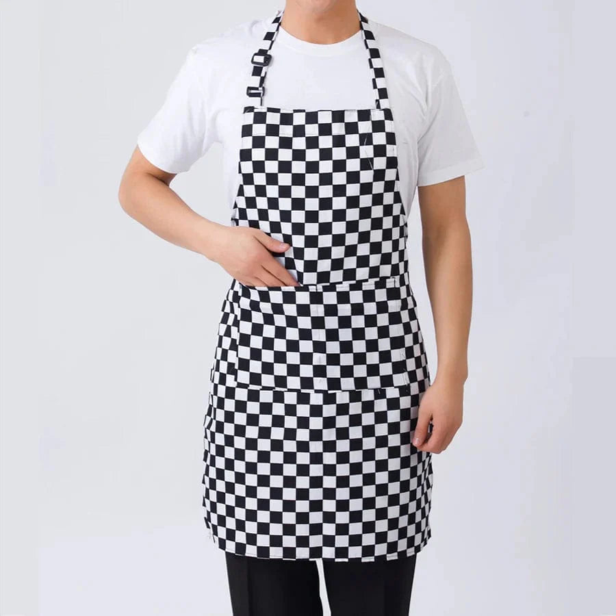 Justerbart, stribet køkkenforklæde til voksne - ideelt til restauranter, camping og madlavning heibaige