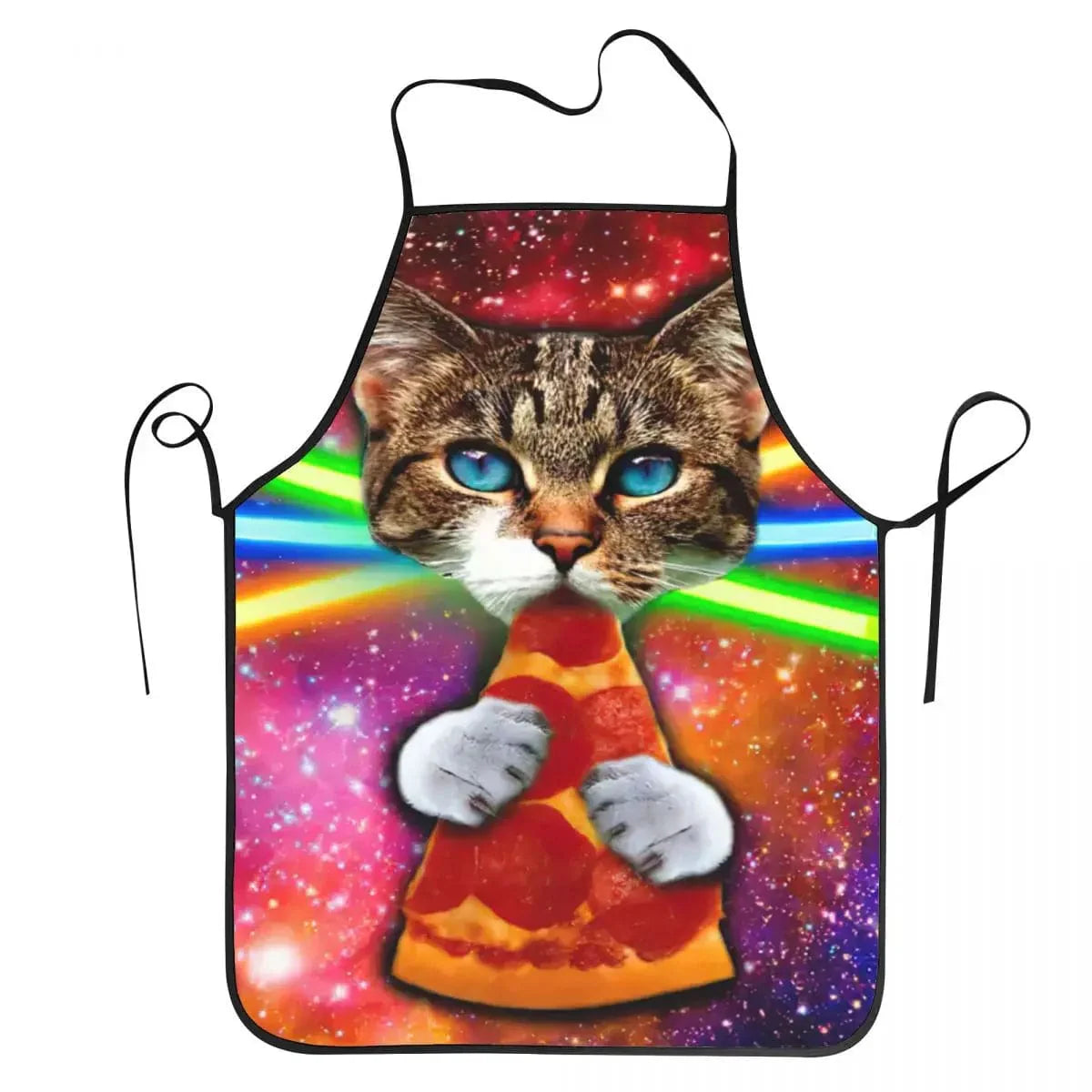Space Pizza Cat Meme køkkenforklæde - Voksen Mænd Kvinder - Sjovt motiv til køkkenet 50X75cm