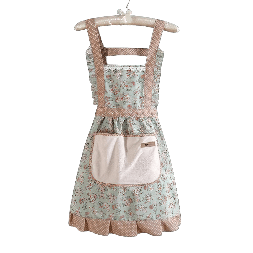 Retro 50'er vintage køkkenforklæde i grøn bomuld