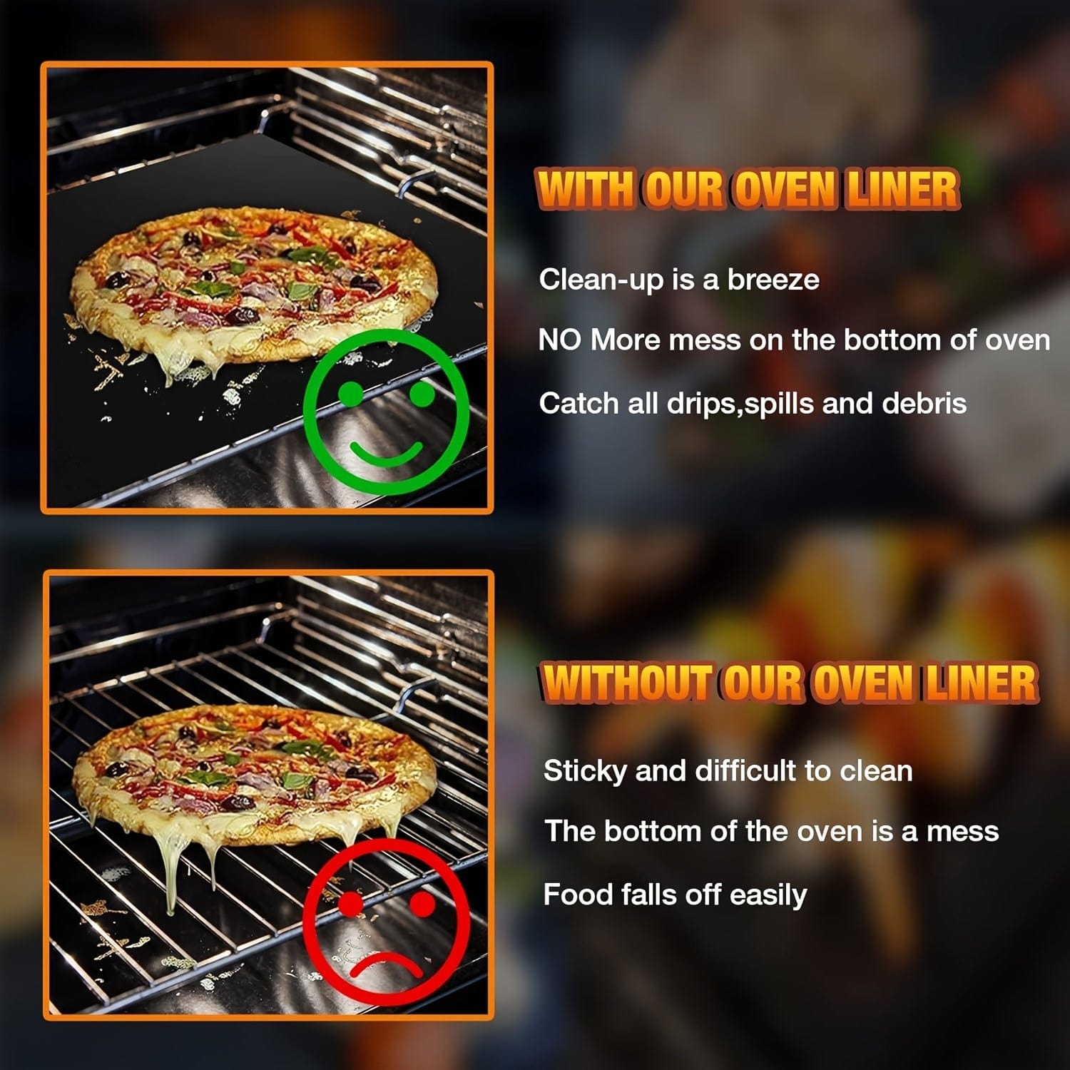 Non-stick ovnmåtte XL, sæt med 2 - Universal non-stick køkkentilbehør - PVC - PM50281 2stk