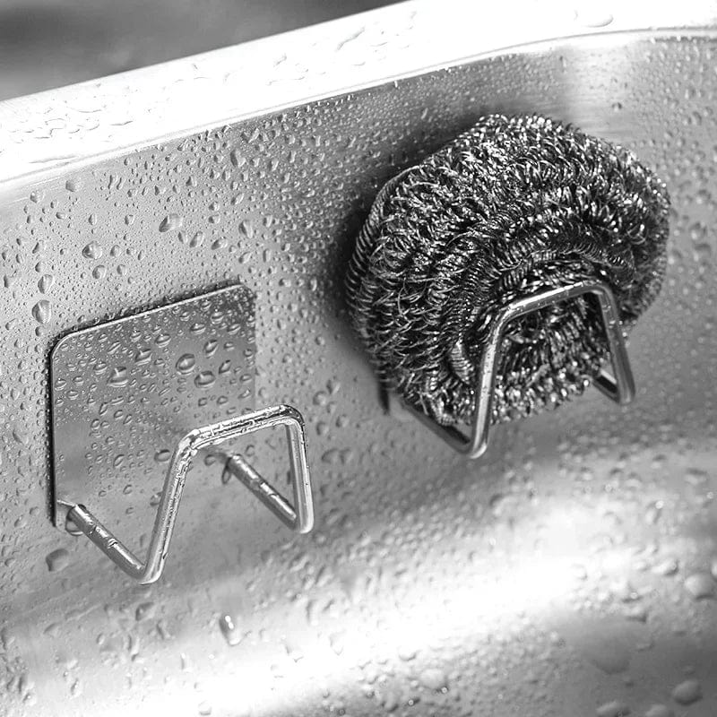 1-6 stk. køkkenvaskesvampeholder i rustfrit stål Selvklæbende afløbstørrerhylde Husholdningsvægkroge Opbevaringsorganizer