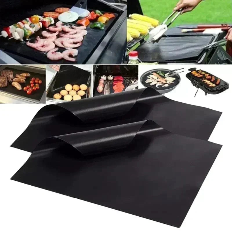 33x40cm genanvendelig non-stick BBQ-grillmåtte 0,08 mm tyk PTFE-grillbageunderlag kogeplade mikrobølgeovn værktøj DropShip