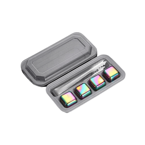 4 Rainbow Dice genanvendelige isterninger i rustfrit stål