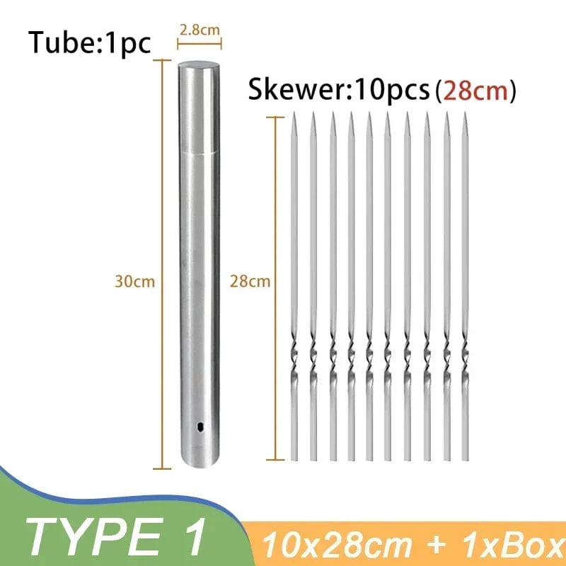 5/20Pcs Grillspyd i rustfrit stål Genanvendelige grillspyd Kebab jernpind til udendørs camping picnic grillspyd værktøj 11Pcs 28cm