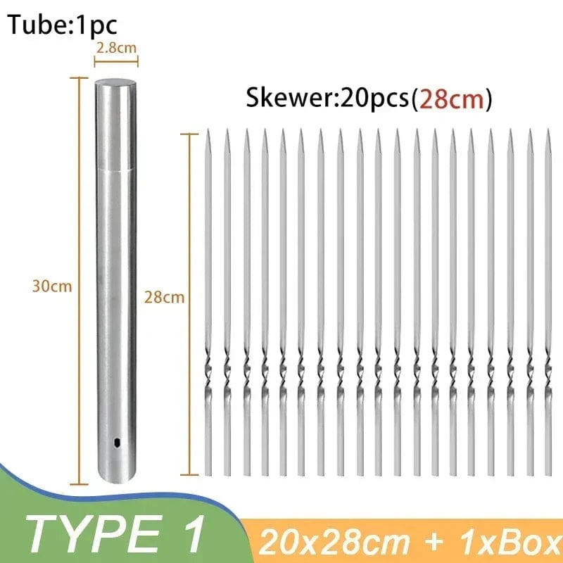 5/20Pcs Grillspyd i rustfrit stål Genanvendelige grillspyd Kebabjernpinde til udendørs camping og picnic Grillspyd Værktøj 21Pcs 28cm