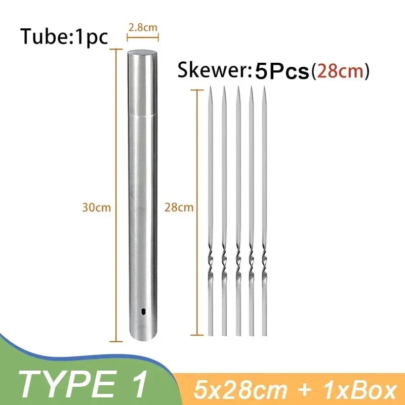 5/20Pcs Grillspyd i rustfrit stål Genanvendelige grillspyd Kebab jernpind til udendørs camping picnic grillspyd værktøj 6Pcs 28cm