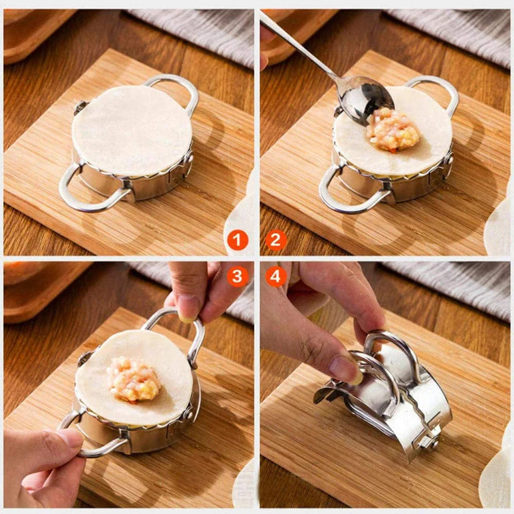 5stk/sæt Dumplingform rustfrit stål kinesisk Shuijiao Maker Empanadas Metal Dough Pressing Tool Pastry Kitchen Accessories