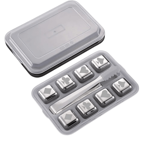 8 genanvendelige isterninger i rustfrit stål Poker dice