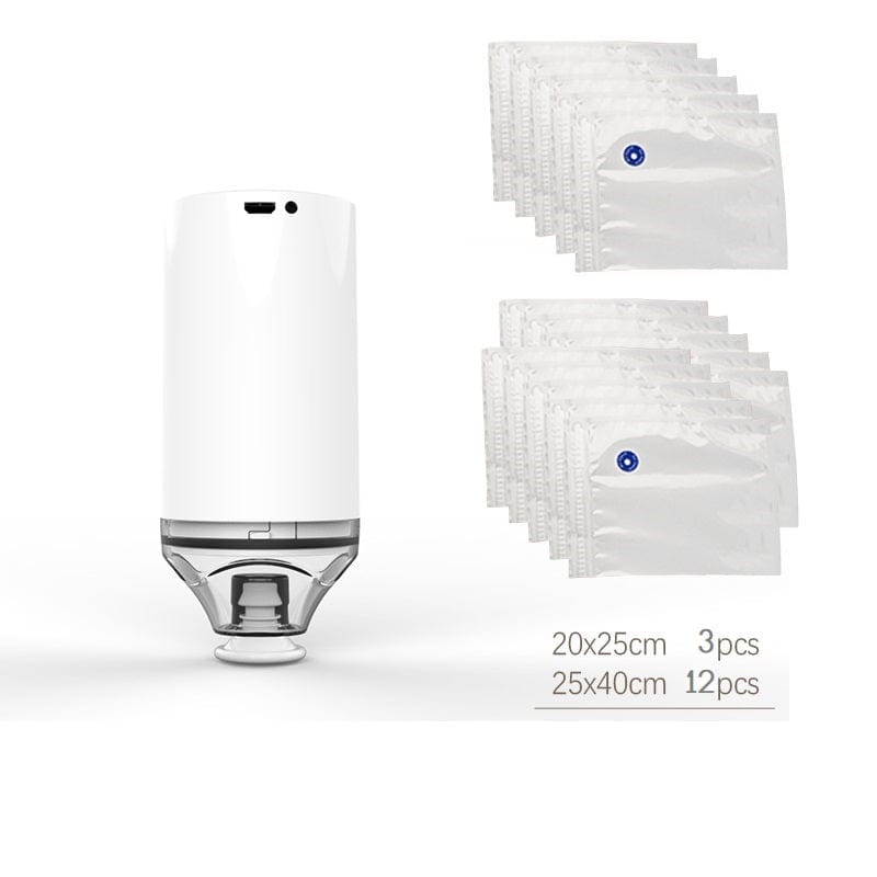 Vakuumpakkemaskine til konservering af fødevarer og vakuumtilberedning 1 Maskine med 15 poser