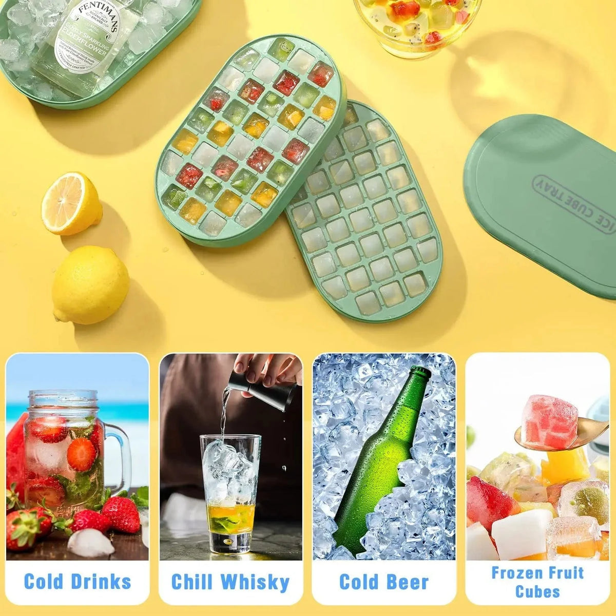 Isterningebakke i to niveauer med låg og etui