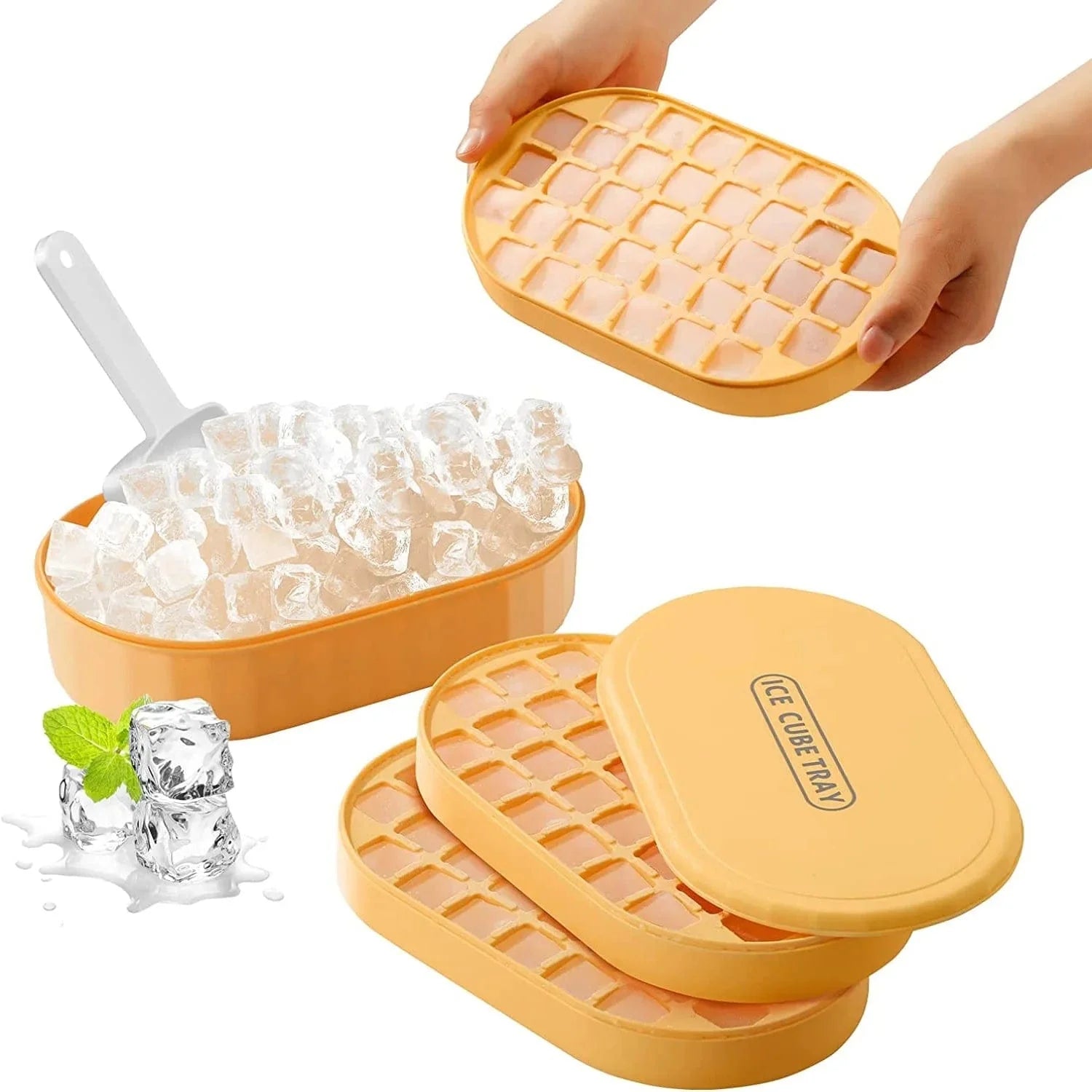 Isterningebakke i to niveauer med låg og etui Gul