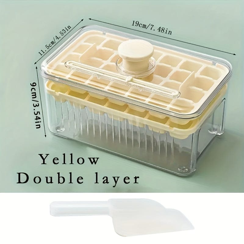 Smart isterningebakke med ske og opbevaringsboks Gul | 2 bakker