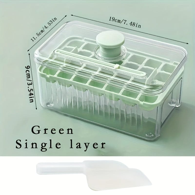 Intelligent isterningbakke med ske og opbevaringsboks Grøn | 1 bakke