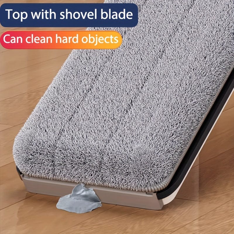 Moppe med håndfri opvredet spand og regnbueskraber - Multifunktionel rengøring til de vigtigste rum - Slidstærke materialer 【33cm】1 moppe + 1 moppespand + 2 mopper