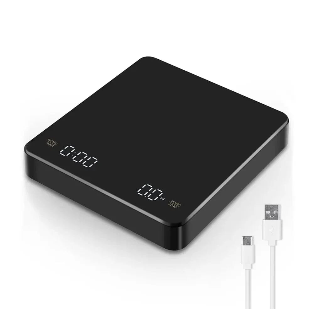Digital kaffevægt med timer LED-display USB Espresso 3kg Max.vægt 0.1g Nøjagtighed i Oz/ml/g KINA / 3Kg / sort