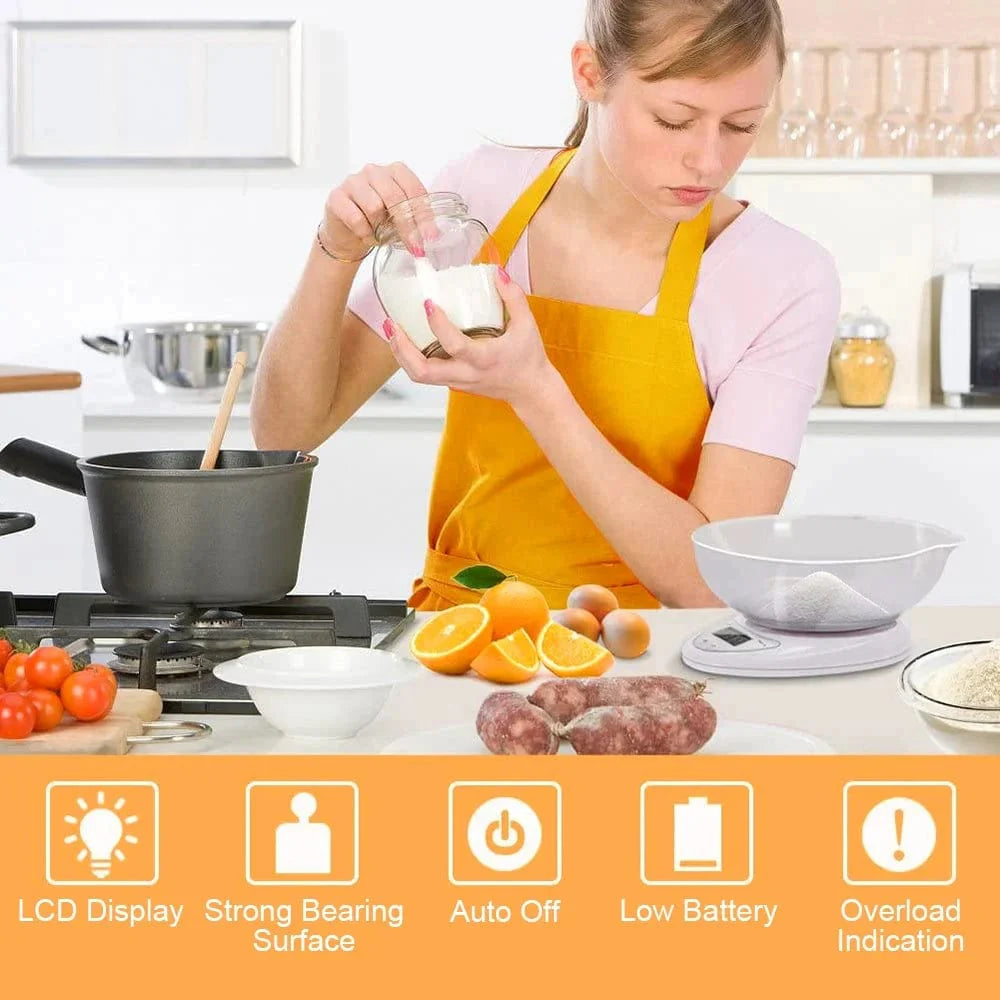 5kg/1g LED digital køkkenvægt