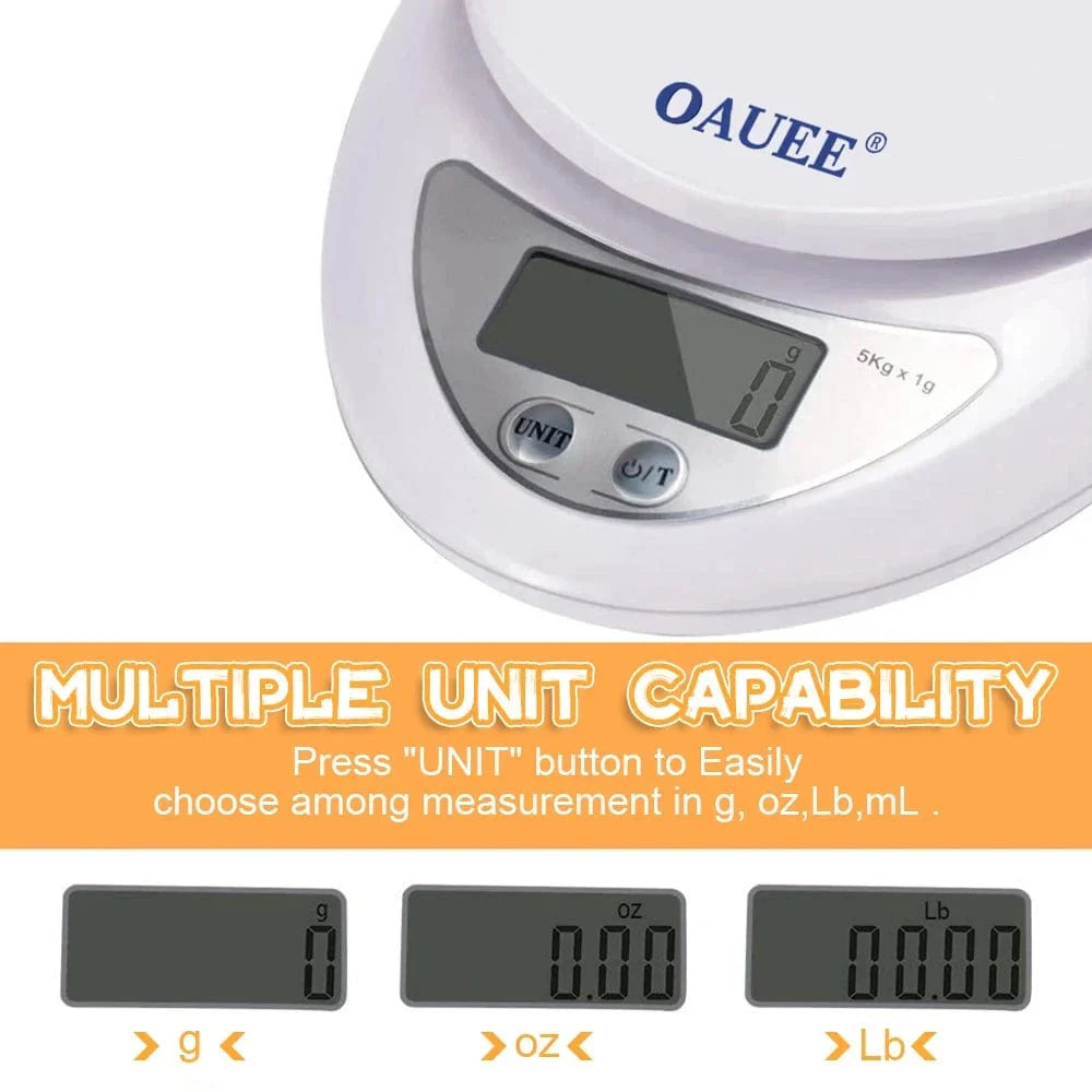 5kg/1g LED digital køkkenvægt