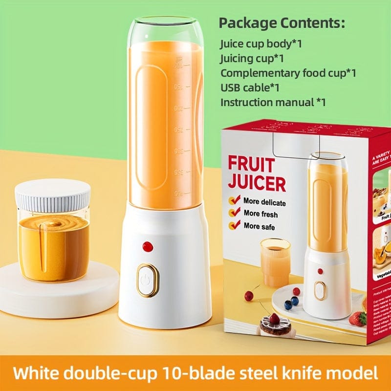 Multifunktionel genopladelig blender med USB: Juice frugt, grøntsager, is, smoothie Hvid