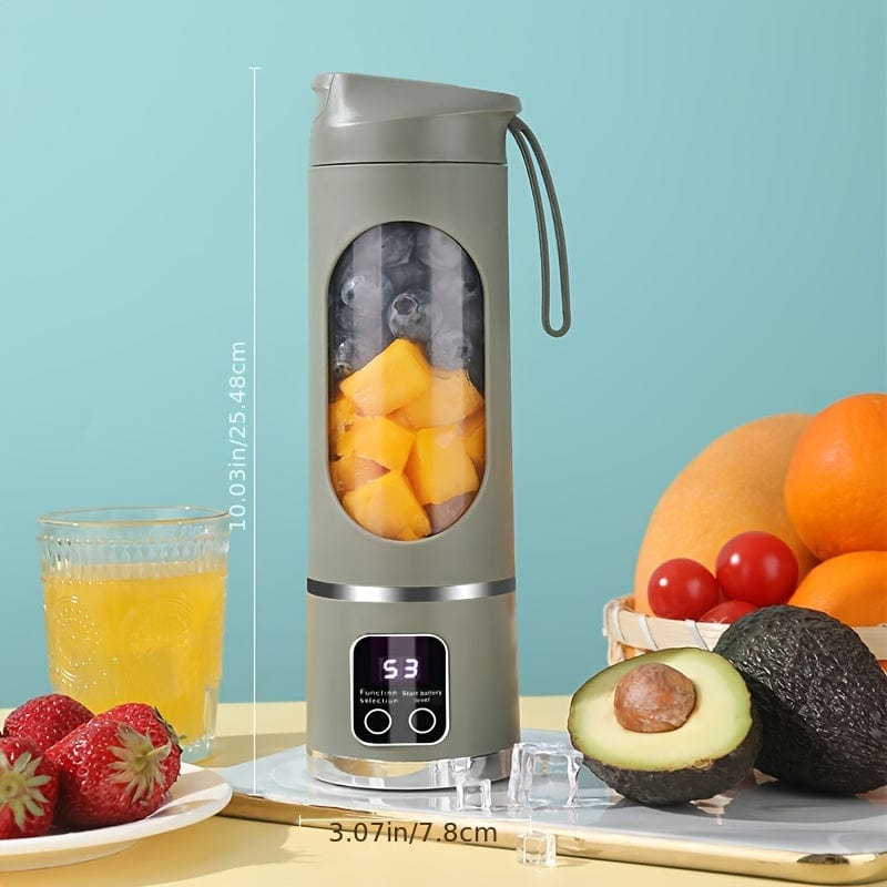 USB-genopladelig blender med LED-display - 450 ml, ideel til smoothies og milkshakes Grøn