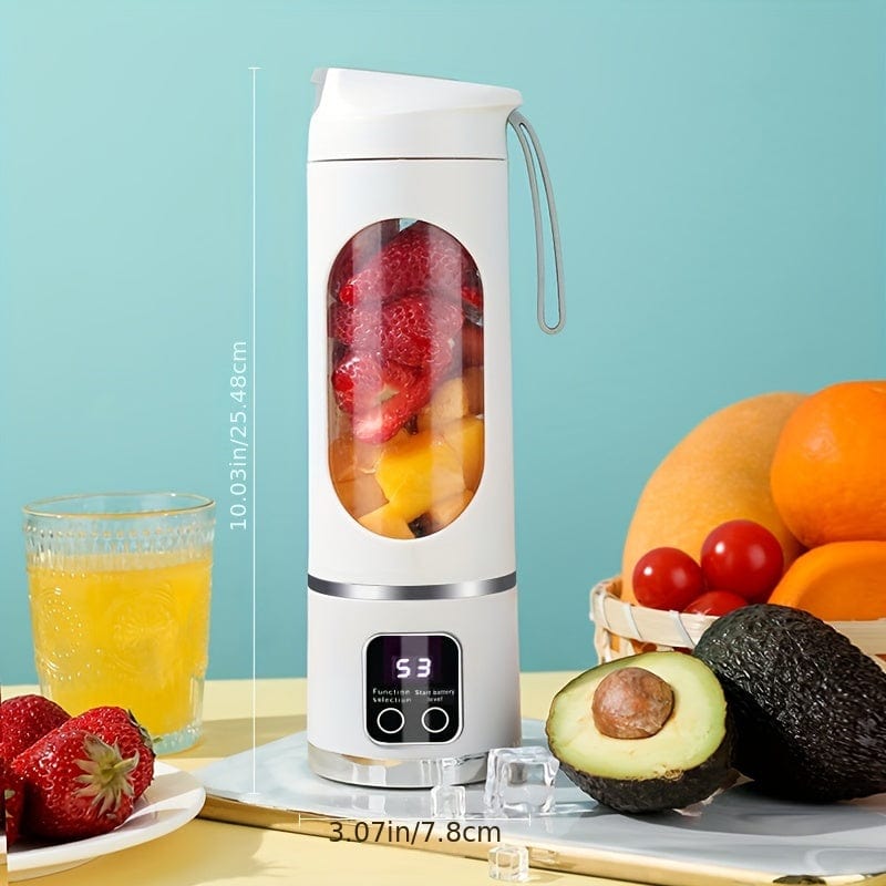 USB-genopladelig blender med LED-display - 450 ml, ideel til smoothies og milkshakes Hvid