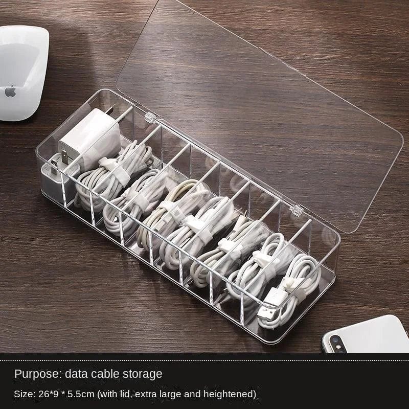 Boîte de Rangement de Câble de Charge 8 Comptiments Gennemsigtig opbevaringsboks med 8 gitre