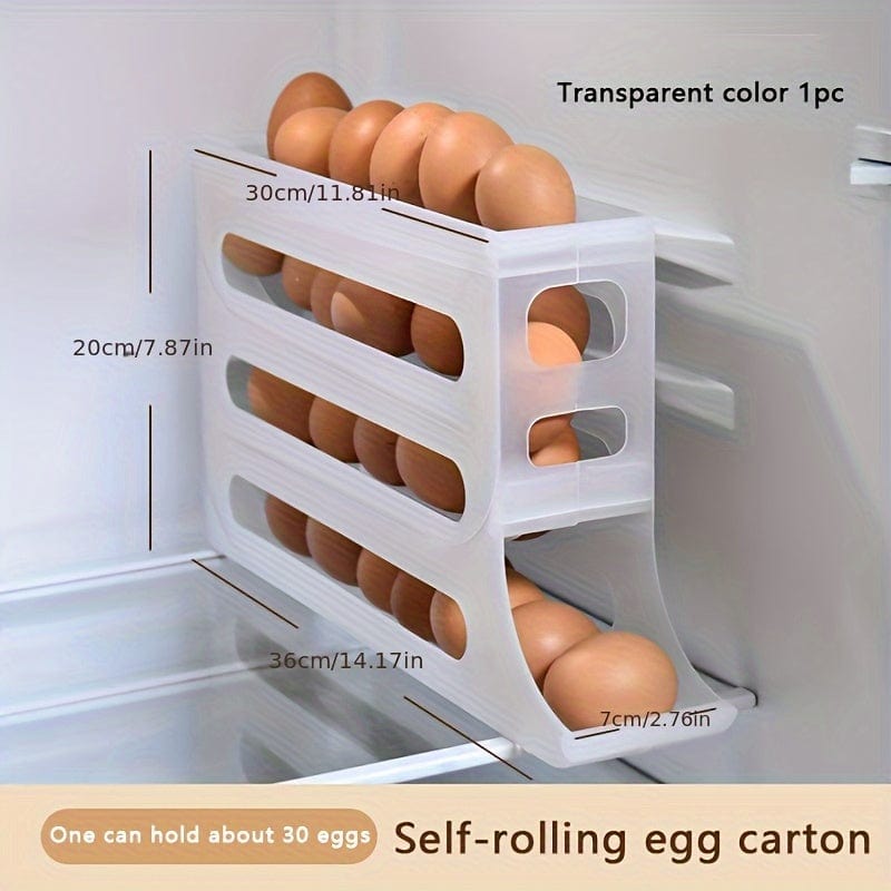 Automatisk æggeopbevaringsboks af polypropylen - køleskabsægsorganisator (30 æg) Transparent farve