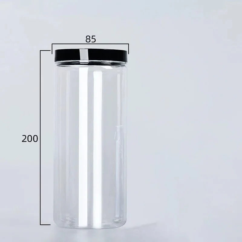 Rund madopbevaringsboks med sort låg 1100 ml