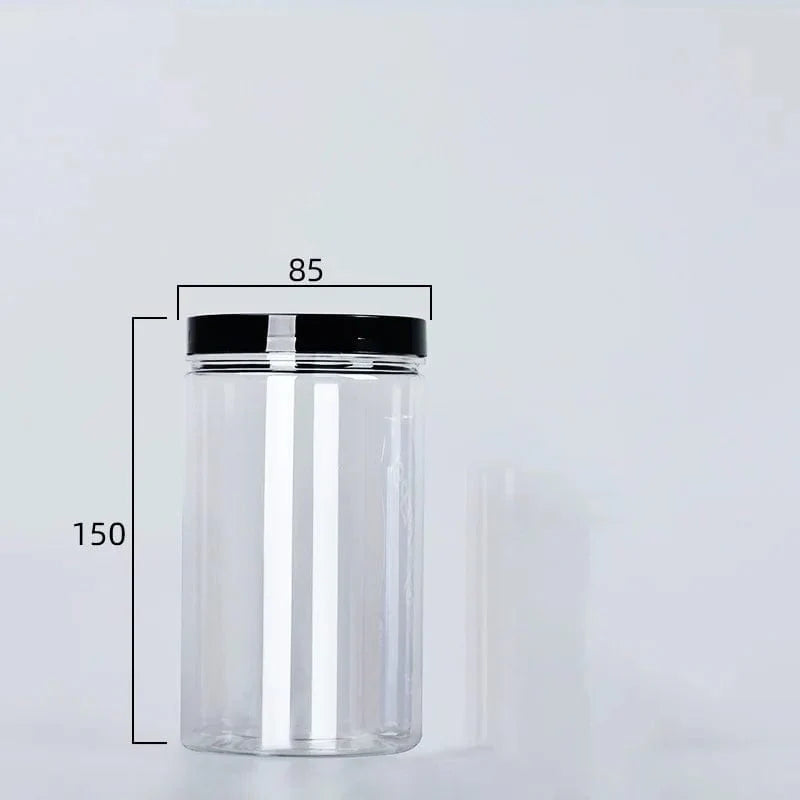 Rund madopbevaringsboks med sort låg 720 ml