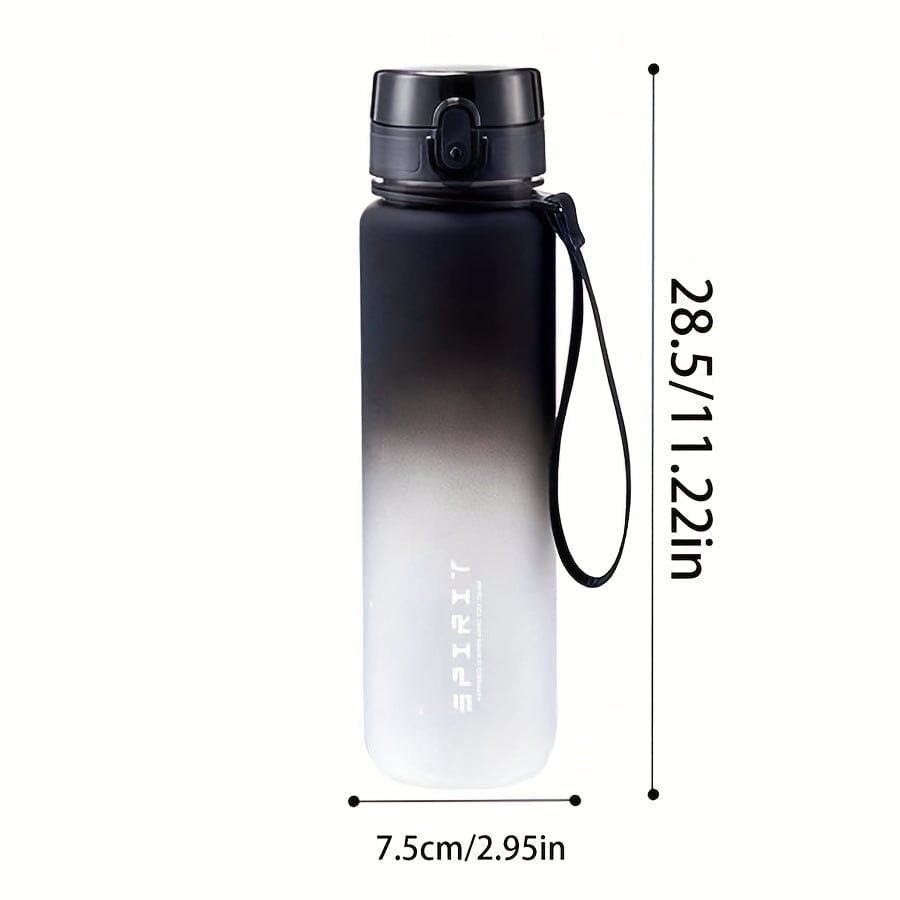 500 ml sportsvandflaske af plast - lækagesikker - til camping, vandring, fitness - sort og hvid gradient / 1000 ml fødselsdagsgave