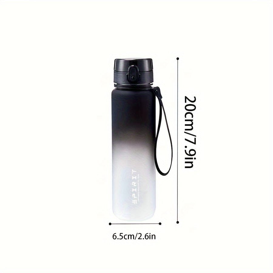 500 ml sportsvandflaske af plast - lækagesikker - til camping, vandring, fitness - fødselsdagsgave Sort og hvid gradient / 500 ml