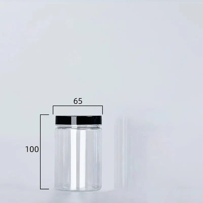 Cirkulær opbevaringsflaske med sort låg 500 ml