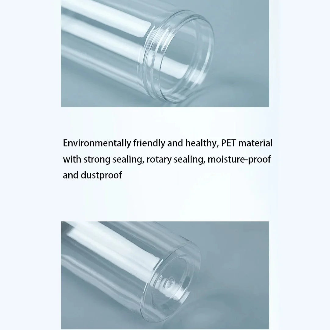 Cirkulær opbevaringsflaske med sort låg