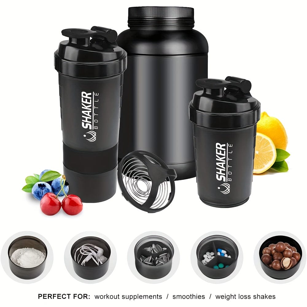 Shaker-flaske med 2 rum Proteine GymHomeAsistantFitness