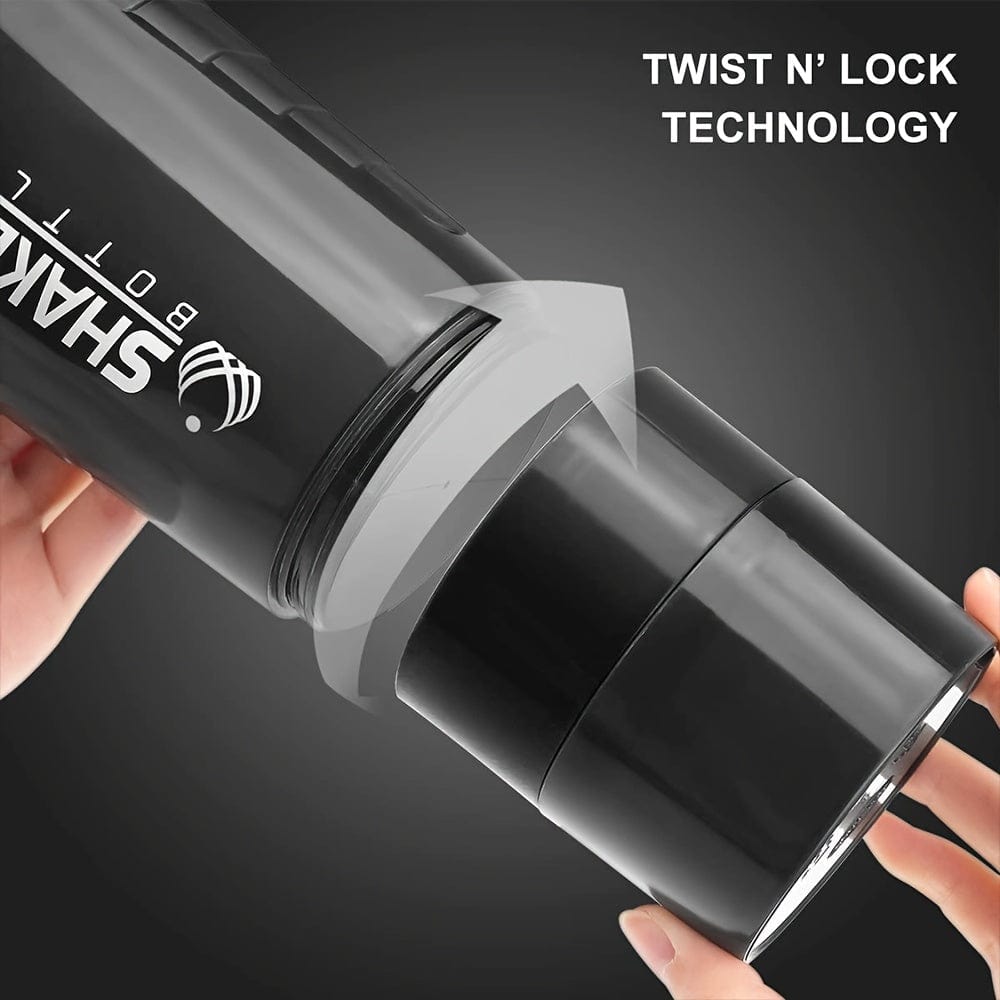 Shaker-flaske med 2 rum Proteine GymHomeAsistantFitness