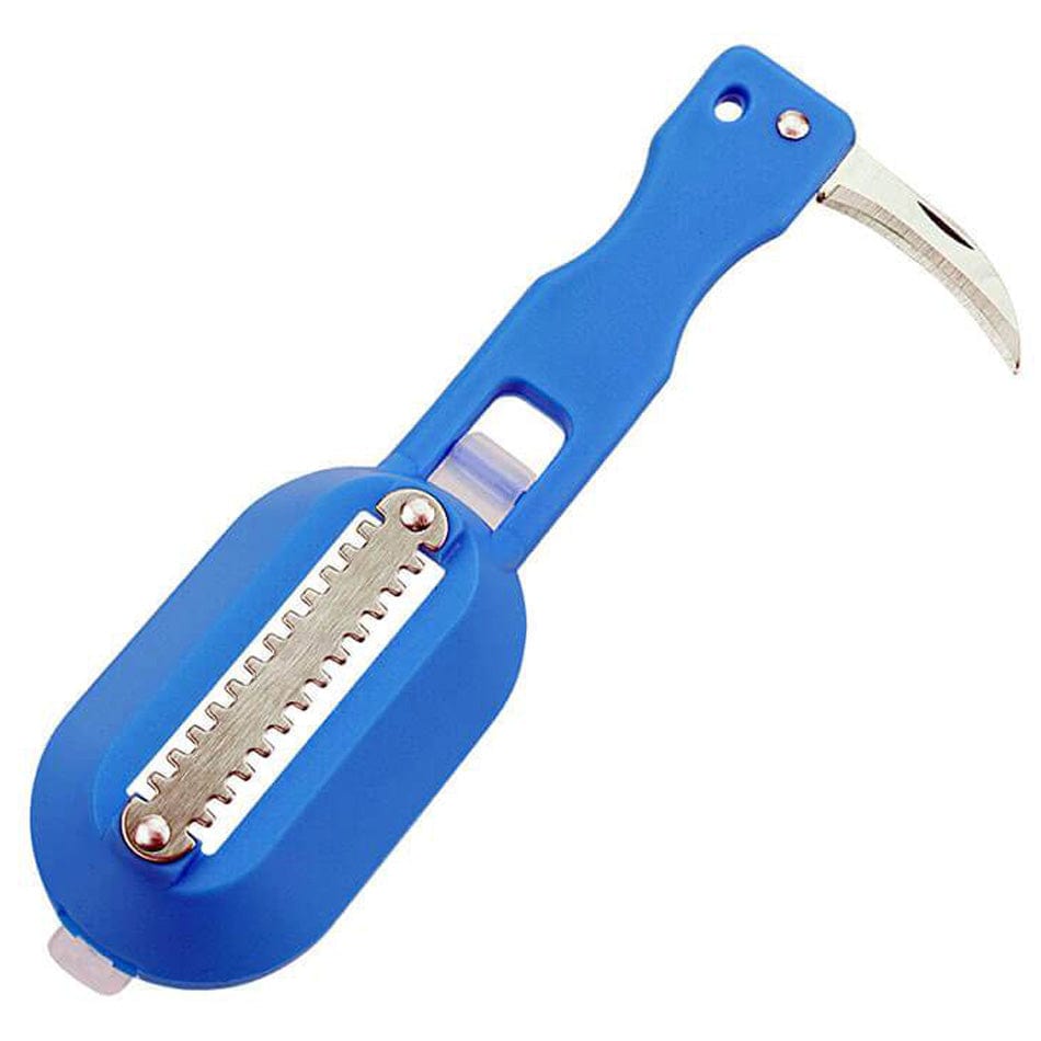 Børste med blå fiskeskæl