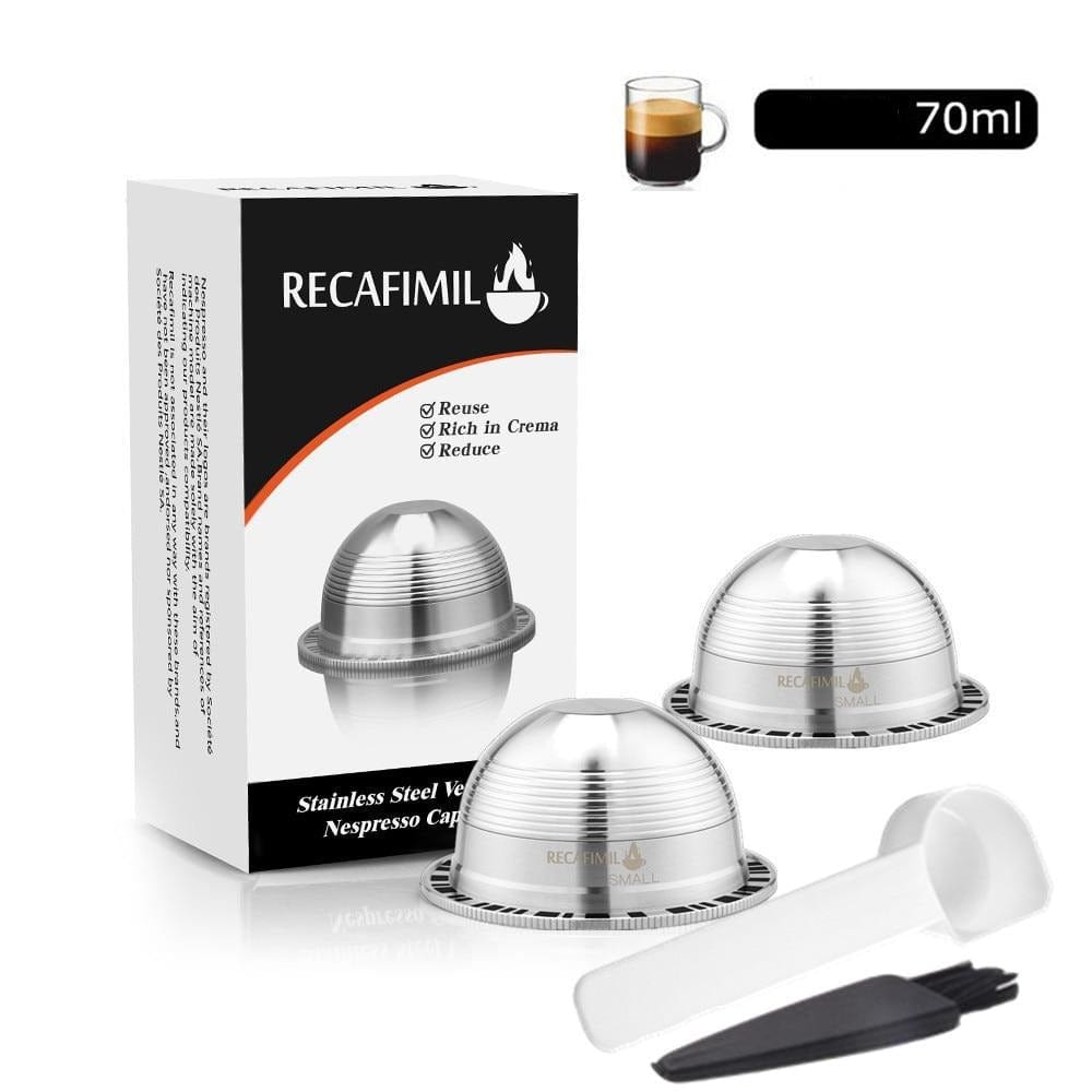 Genanvendelige kapsler til Vertuo og Delonghi 2 x 70 ml korte kaffekapsler