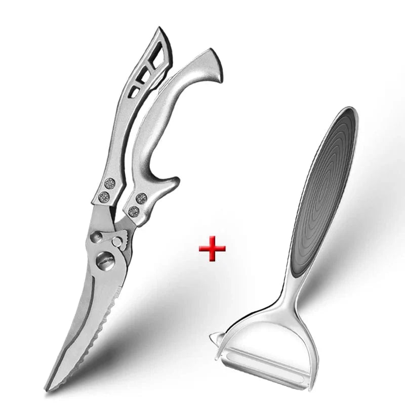 Køkkensaks med blad i 4Cr rustfrit stål - MYVIT sliver med skræller / sendes inden for 24 timer