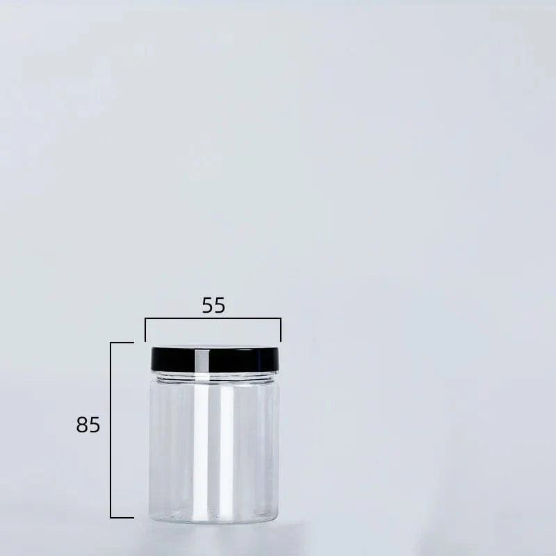 Klar forseglet dåse med låg plast tom emballageflaske cirkulær opbevaringsspand kiks krukke fødevarekvalitet forseglede dåser tankbeholder 155 ml