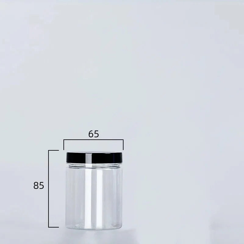 Klar forseglet dåse med låg plast tom emballageflaske cirkulær opbevaringsspand kiks krukke fødevarekvalitet forseglede dåser tankbeholder 230 ml