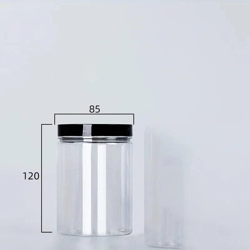 Klar forseglet dåse med låg plast tom emballageflaske cirkulær opbevaringsspand kiks krukke fødevarekvalitet forseglede dåser tankbeholder 350 ml