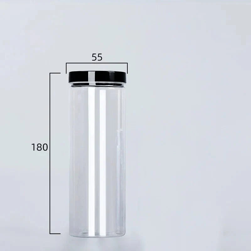 Klar forseglet dåse med låg plast tom emballageflaske cirkulær opbevaringsspand kiks krukke fødevarekvalitet forseglede dåser tankbeholder 380 ml