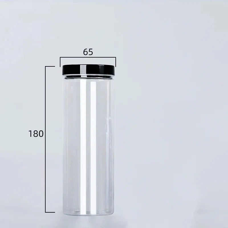 Klar forseglet dåse med låg plast tom emballageflaske cirkulær opbevaringsspand kiks krukke fødevarekvalitet forseglede dåser tankbeholder 520 ml