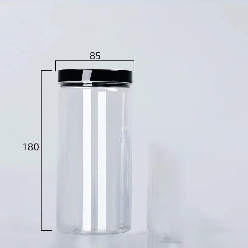 Klar forseglet dåse med låg plast tom emballageflaske cirkulær opbevaringsspand kiks krukke fødevarekvalitet forseglede dåser tankbeholder 960 ml
