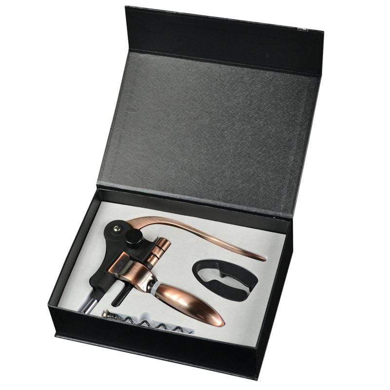 Bokssæt: Håndtagsbetjent proptrækker med væger og kapselskærer