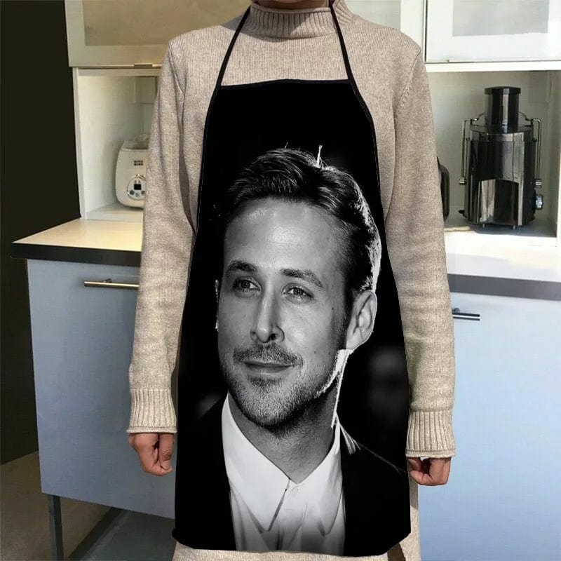 Custom Ryan Gosling Køkkenforklæde Middagsfest Madlavningsforklæde Voksen Bagetilbehør Vandtæt stof trykt Rengøringsværktøjer 15 / 68x95cm